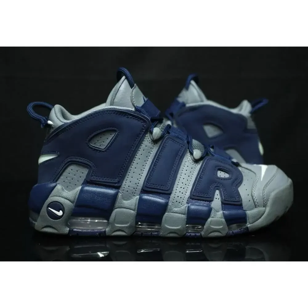 NIKE Air Uptempos Rare Georgetown Hoyas Shoes Cool Grey Navy Mens 8 Fast Ship